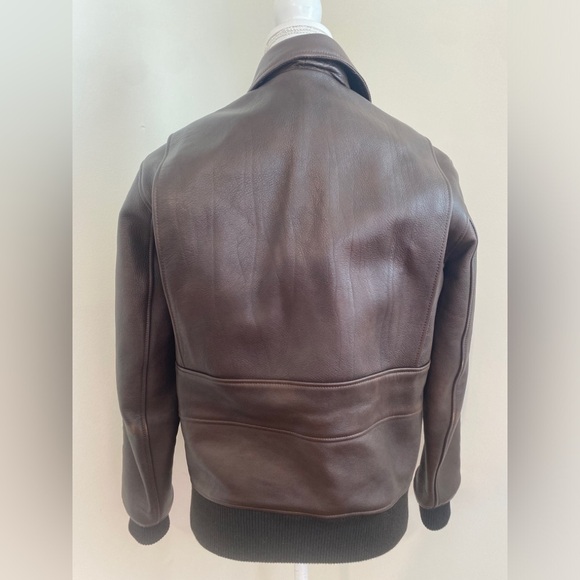 Satchel and Page Limited Run Leather Chocolate Brown Bomber Jacket Sz S - Picture 4 of 12